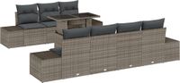 vidaXL Tuinbank Set 8-delig Grijs Polyrattan en Poedergecoat Staal