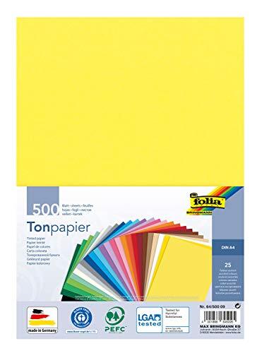 Folia 64/500 09 - Gekleurd papier mix, DIN A4, 130 g/m², 500 vellen gesorteerd in 25 kleuren, voor het knutselen en creatief vormgeven van kaarten, vensterafbeeldingen en voor scrapbooking