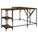 Bureau 139x139x75 cm bois traité couleur chêne fumé