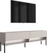 3xE living meuble TV 170 cm, aspect cachemire, pieds noirs droits, éclairage LED blanc