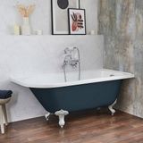 Hudson Reed Baignoire îlot demi-ronde Classique 168,5cm x 75cm - Regal Blue (Bleu), avec pieds de baignoire blancs | Oxford