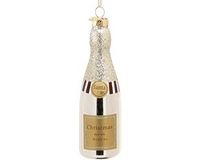 Decoris ornament glas champagnefles zilver goud dia4.00-H12.60cm