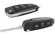 Autosleutelbehuizing Chiavit Autosleutelbehuizing met 3 toetsen en sleutelhuls, compatibel met Audi A1, A3, A4, A6, A8, Q5, Q7, AU03, reserveonderdeel, zonder elektronica en transponder