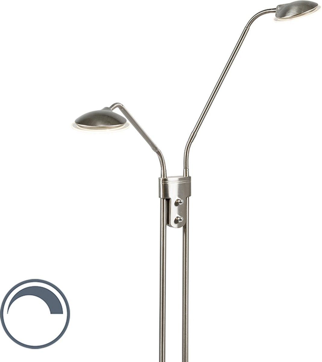 QAZQA Eva 2 - Vloerlamp - Staal