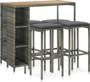Ensemble de bar de jardin 5 pièces avec coussins poly rotin gris