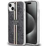 Guess GUHCP15MH4PSEGK hoes voor iPhone 15 Plus/14 Plus 6,7 inch zwart IML 4G gouden strepen harde hoes