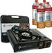 Eurocatch Outdoor - 2-feu gaz cuisinière - incl. 4 bouteilles de gaz butane - 2500W - Gris foncé