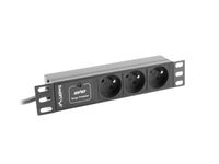 Lanberg PDU-03E-0200-BK energiedistributie 3 AC-uitgang(en) 1U Zwart