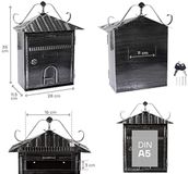 ARREGUI Rustica D-2204 Metalen Wandbrievenbus Zwart Geborsteld S (DIN A5)