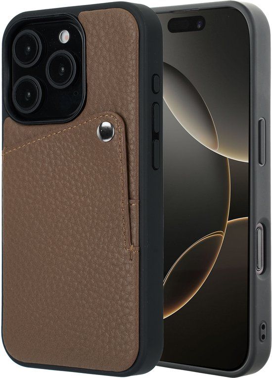 Selencia Hoesje - Geschikt voor Apple iPhone 16 Pro - Backcover met Pashouder - Mocha Brown