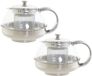Item International Set van 2x theepotten van glas en RVS 600 ml met filter en handvat