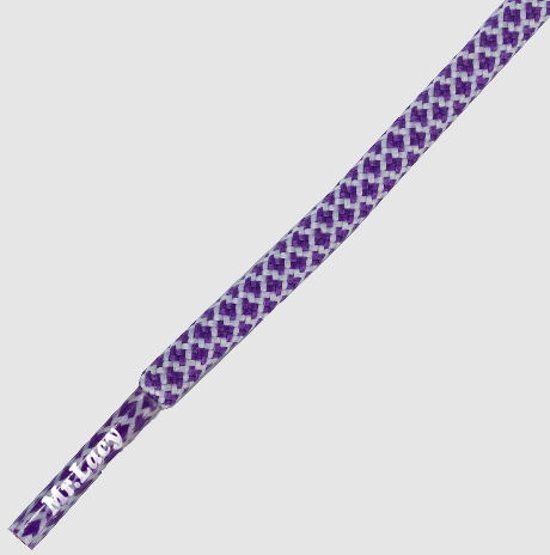 Mr. Lacy 5.5 mm x 130 cm Rond Violet / Wit - Ropies schoenveters