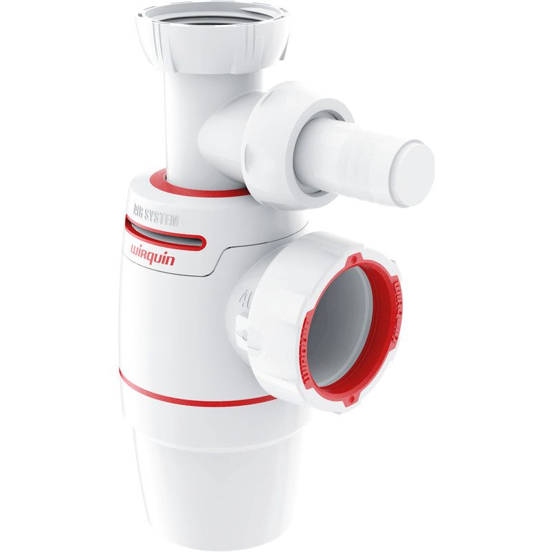 Wirquin 30723195 Neo Air spoelbaksifon ø40 mm zero lek met wasmachine-stekker, wit