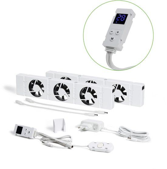 SpeedComfort Radiator Ventilator met Control Sensor - Duo Set (2x) - Sneller Verwarmen - Tot 22% Energie Besparen - Geschikt voor Warmtepomp - Meerdere Snelheden - Simpel te Plaatsen - Fluisterstil