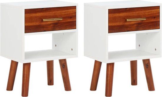 vidaXL Nachtkastjes 40x30x57 cm massief acaciahout - Set van 2