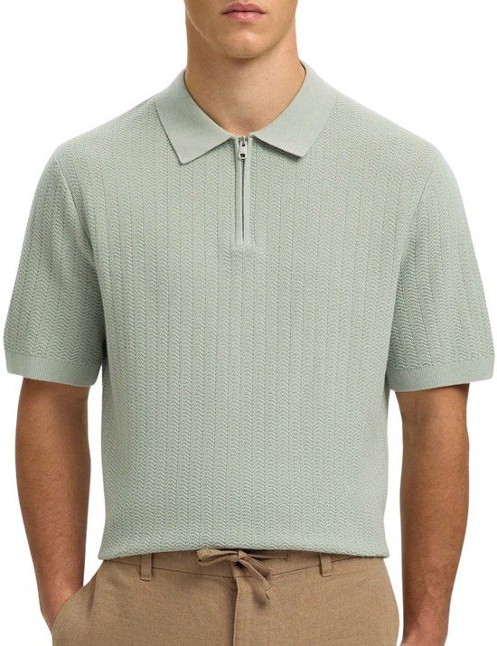 Selected Cran Knit Structure Zip Polo Heren - Maat XL