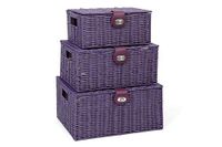 Arpan Set van 3 hars geweven opbergmand doos met deksel en slot (paars)