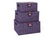 Arpan Set van 3 hars geweven opbergmand doos met deksel en slot (paars)