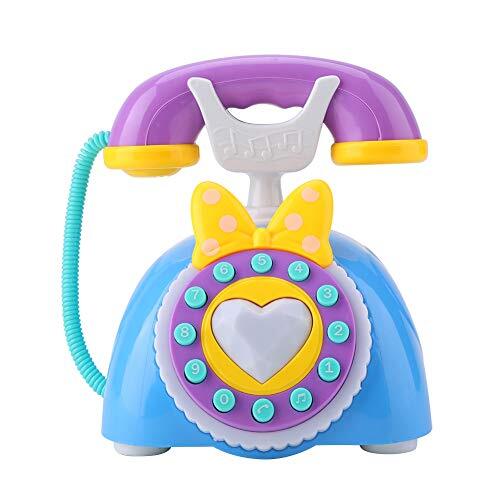 Zerodis Simulatie tweetalig telefoonspeelgoed, telefoonmodel, speelgoed, rollenspel met muziek en licht, educatieve ontwikkeling, speelgoed, poppenhuis, decoratie voor kinderen van 3, 4, 5, 6, 7 jaar, blauw