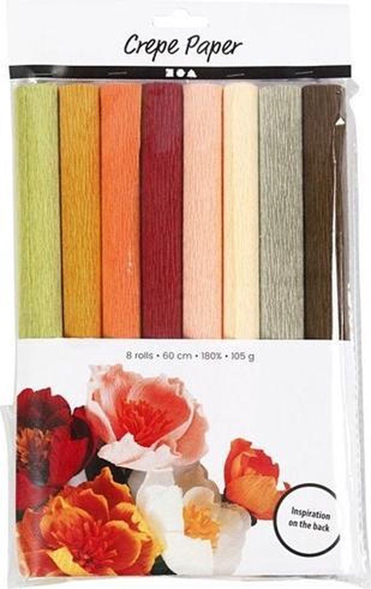 creotime Crêpepapier Warme Tinten 8 stuks 25x60 cm