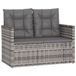 VidaXL Banc de jardin rotin, acier, gris, 105 cm