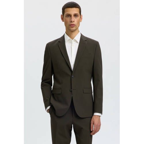 Selected Selected slim fit colbert - donkerbruin