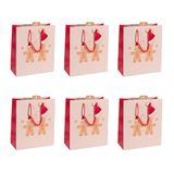 Eurowrap X-30900-3Cpack - Set van 6 Kerstcadeauzakken - Middel Formaat - Peperkoek Motief