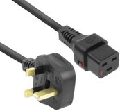 IEC Lock C19 (recht) - Type G / Groot-Brittannië (haaks) stroomkabel | 3x 1,5mm | zwart | 2 meter
