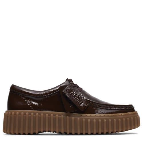 Clarks Torhill Bee lakleren veterschoenen donkerbruin
