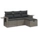 vidaXL 4-delige Loungeset met Kussens, Poly Rattan, Grijs