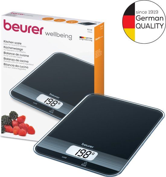 Beurer KS 19 Digitale keukenweegschaal - Zwart - 5 kg - Tarra - 5 Jaar Garantie