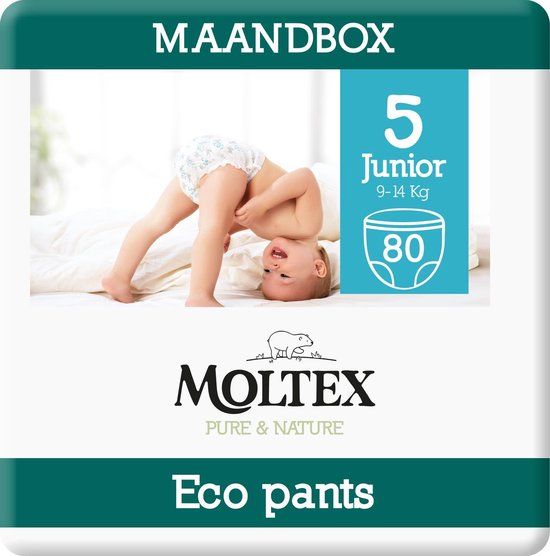 Moltex Pure & Nature Eco Pants Junior - Size 5 (9-14 kg) - 80 Pieces - Monthly Box