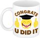 Bellatio Decorations Shoppartners Bv Geslaagd cadeau koffie en thee mok / drinkbeker - Congrats u did it - 300 ml - afgestudeerd kado