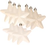 Decoris kersthanger sterren - 12x st - wol wit - 7 cm - kunststof