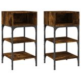 VidaXL Nachtkastjes 2 st 35x34,5x70 cm bewerkt hout gerookt eikenkleur