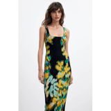 Desigual midi jurk met print - zwart