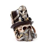 Puckator Steampunk decoratieve schedel met anti-gasmasker en hoed - Hars ornament sculptuur - Gothic accessoire figuur voor thuis en Halloween