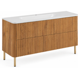 3E 3xE living.com 3xE living Meuble de salle de bain 120 cm, vasque, chêne craft, pieds dorés