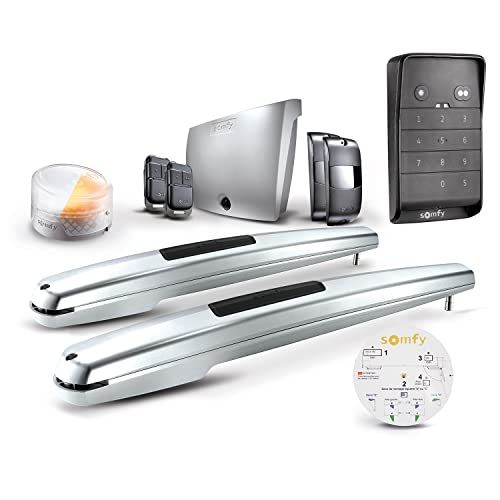 Somfy Exavia Star motorisatie vleugelpoort – voor vleugels breedte max. 2,5 m en hoogte max. 2 m – levering met 1 codetoetsenbord, 2 keypop-afstandsbedieningen, 1 oranje licht en fotocellen