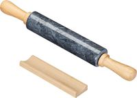 Intirilife Marmeren Deegroller met houder, Zwart - 46.5 cm