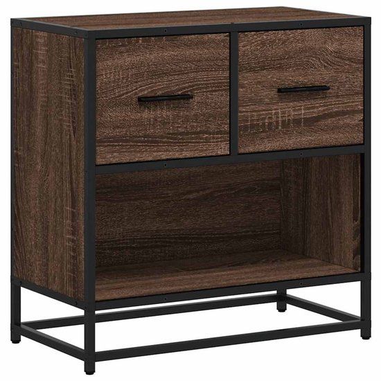 vidaXL Nachtkastje 60x31x60 cm bewerkt hout en metaal bruin eikenkleur