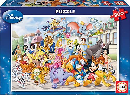 Educa Disney World 13289, 200 stukjes puzzel voor kinderen vanaf 6 jaar, Disney World