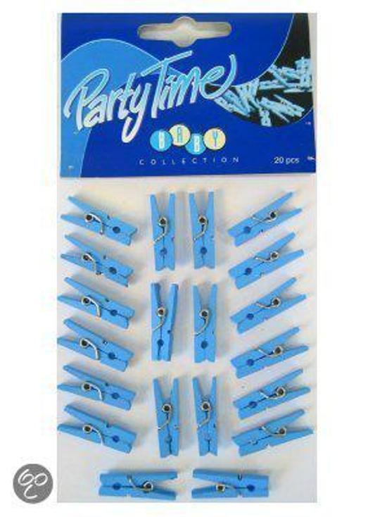 Party Time 20 mini knijpers blauw