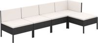vidaXL Loungeset 5-delig poly rotan noir avec coussins