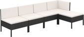 vidaXL Loungeset 5-delig poly rotan noir avec coussins