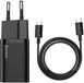 Baseus 25W Oplader met kabel 1C Zwart - Power Delivery PD3.0 + QuickCharge QC3.0