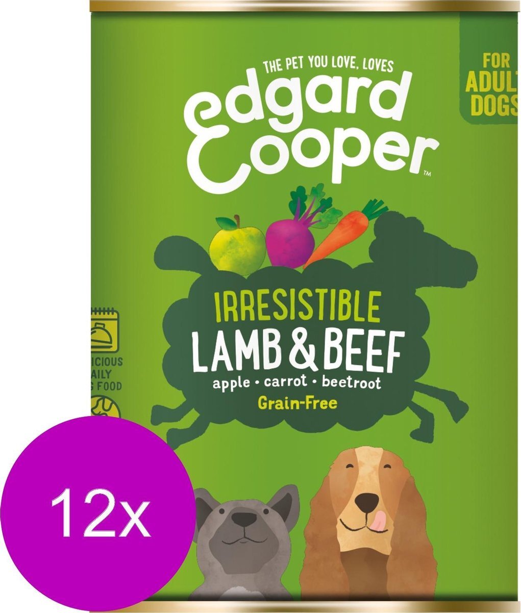 Edgard & Cooper Lam & Rund Blik - Voor volwassen honden - Hondenvoer - 12 x 400g