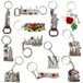 Pibcuny Set van 12 zilverkleurige metalen sleutelhangers uit de New York Souvenir Collection, inclusief Empire State, Vrijheidstool, Vrijheidsbeeld, Amerikaanse vlag, New York taxi