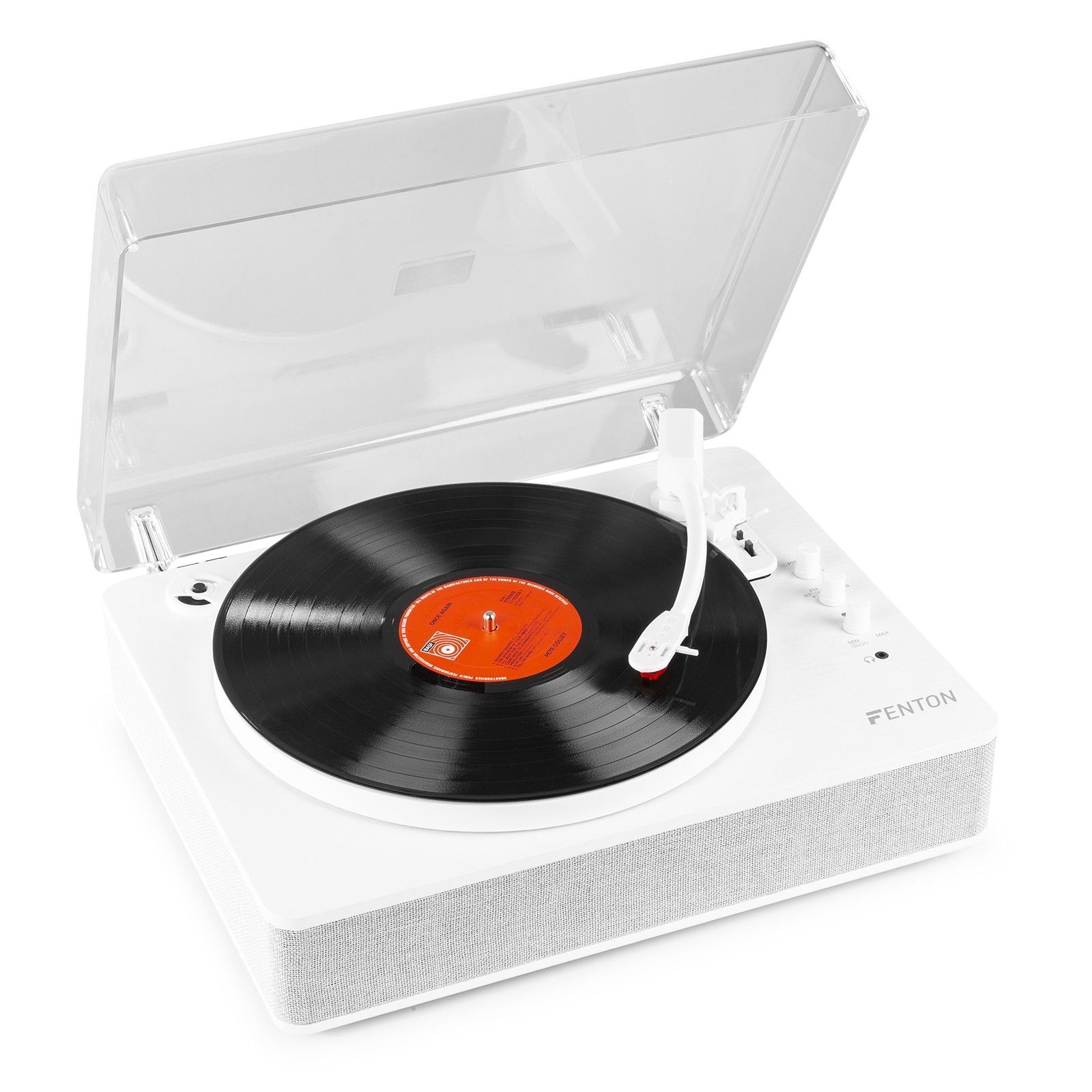 Fenton RP162W White Belt-Drive Turntable with Bluetooth, MP3 Player & Speakers
