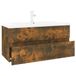 VidaXL Meuble sous lavabo avec lavabo, chêne fumé, 90 cm